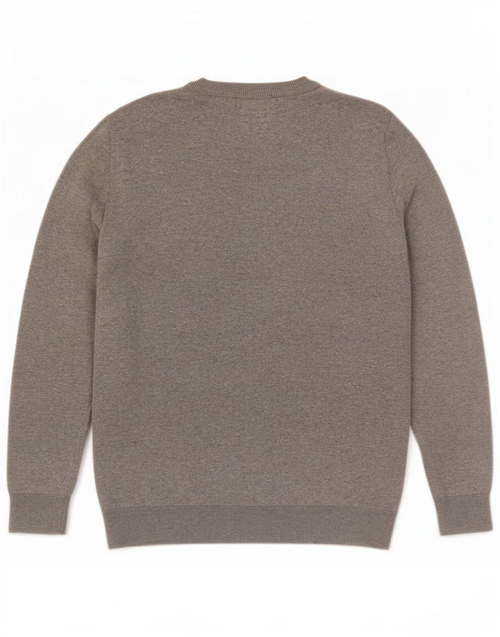 Zara Mens Crew Neck Jumper Sweater Medium Grey Silk