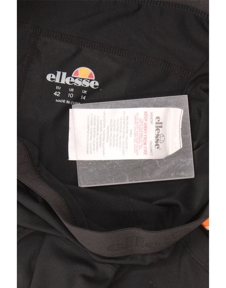 ELLESSE Womens Graphic Capri Leggings UK 14 Medium  Black Polyester