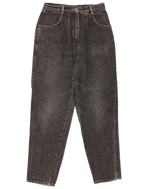 Vintage damskie dżinsy z wysokim stanem, UK 14 Medium W26 L29, szara bawełna
