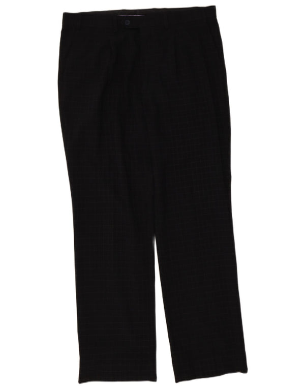 Marks & Spencer Ανδρικό Μπλε Harbour ίσιο παντελόνι W36 L31 Navy Check