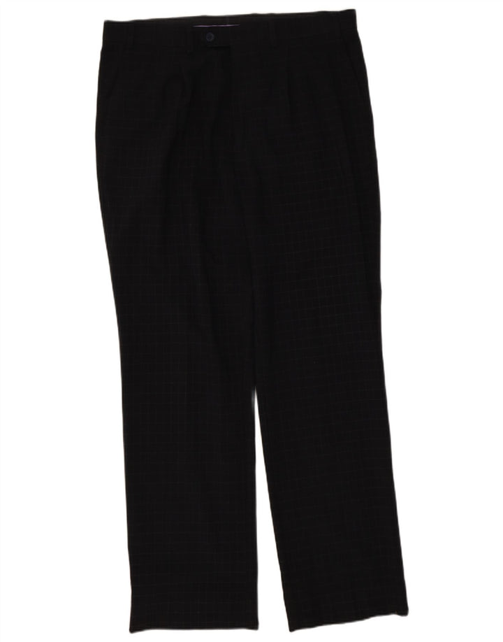 Marks & Spencer Mens Blue Harbour Straight Suit Trousers W36 L31 Navy Check