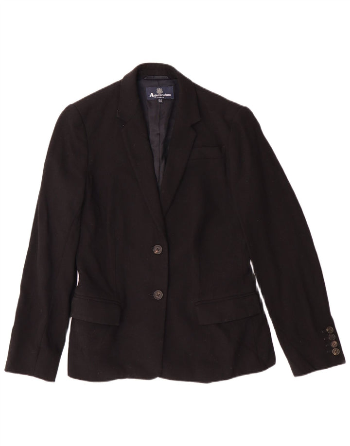 AQUASCUTUM Womens 2 Button Blazer Jacket UK 8 Small Black Wool