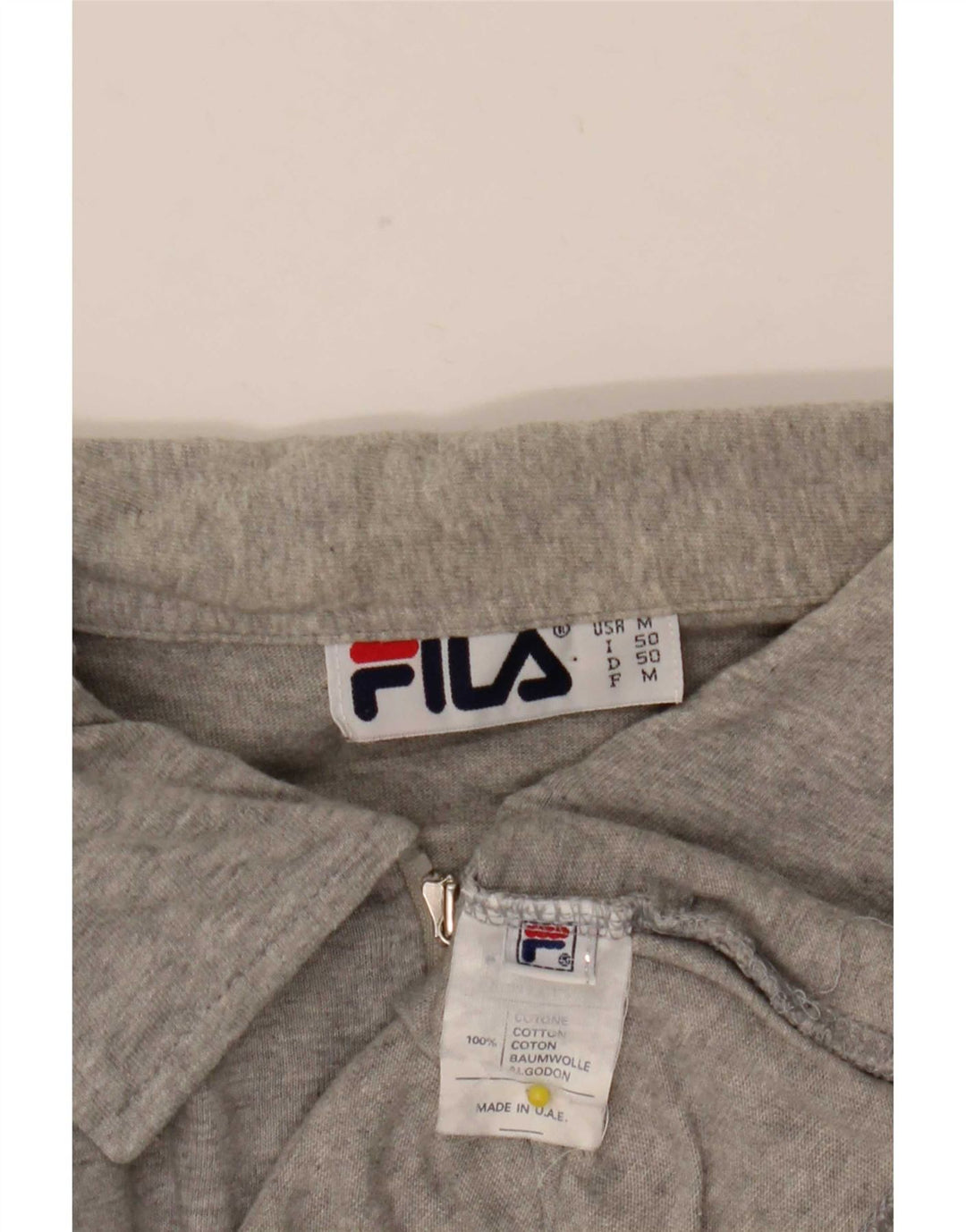 Fila Mens Tracksuit Top Jacket IT 50 Algodão Cinza Médio