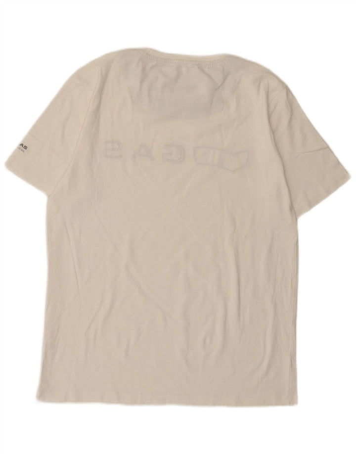 Gas Mens Graphic T-Shirt Top Large White Cotton