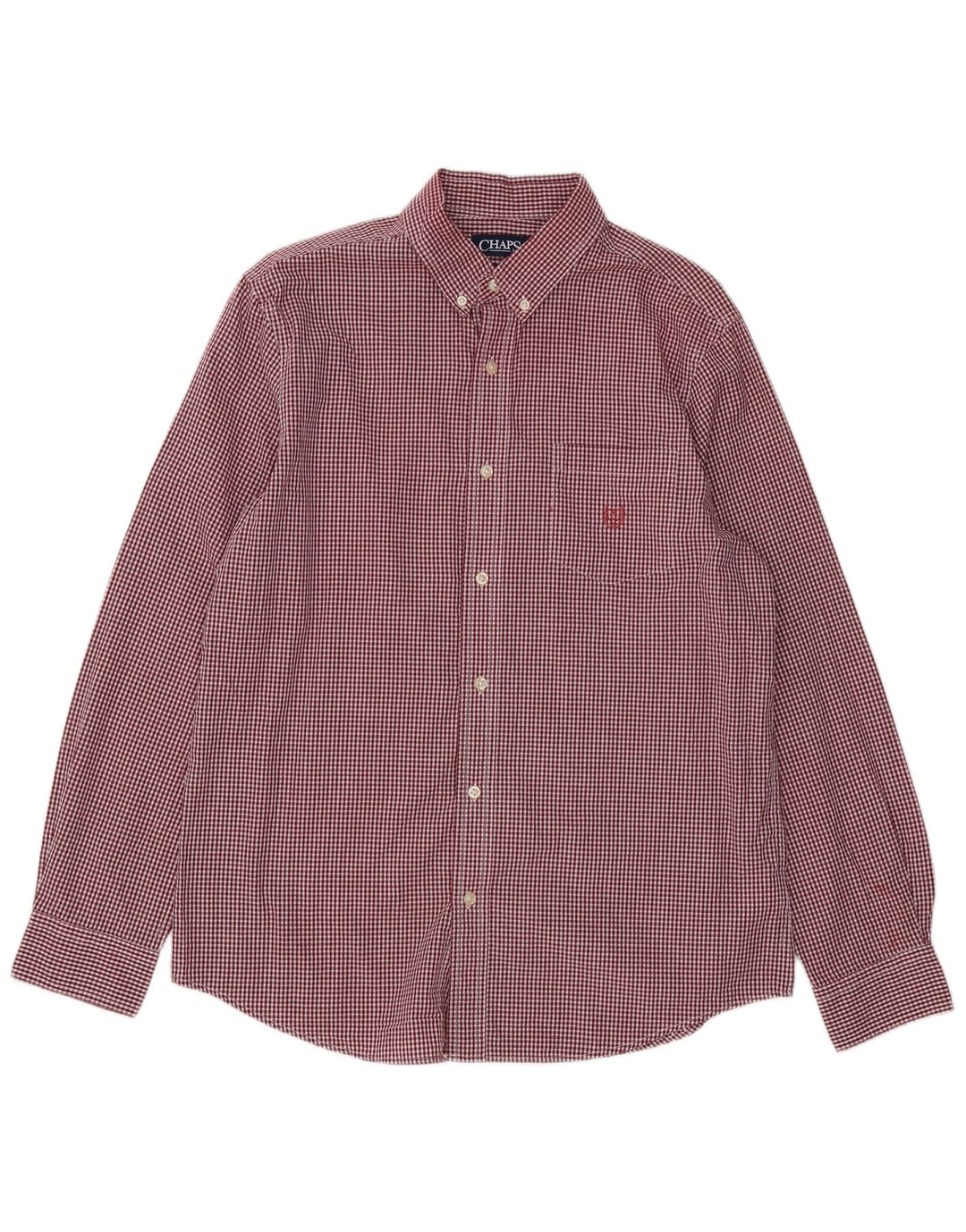 Chaps Mens Custom Fit Shirt Large Red Gingham Cotton