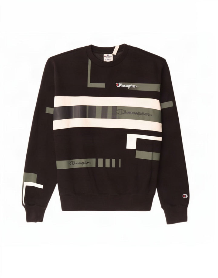 Champion Sweat-shirt graphique pour homme en coton color block noir moyen