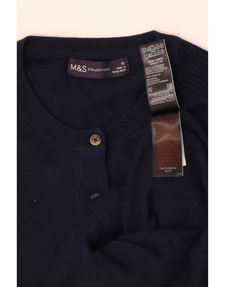 Marks & Spencer Womens Cardigan Sweater UK 12 Medium Navy Blue Viscose