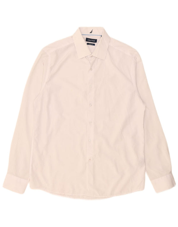 Nautica Mens Slim Fit Shirt Size 16 1/2 Large White Polyester