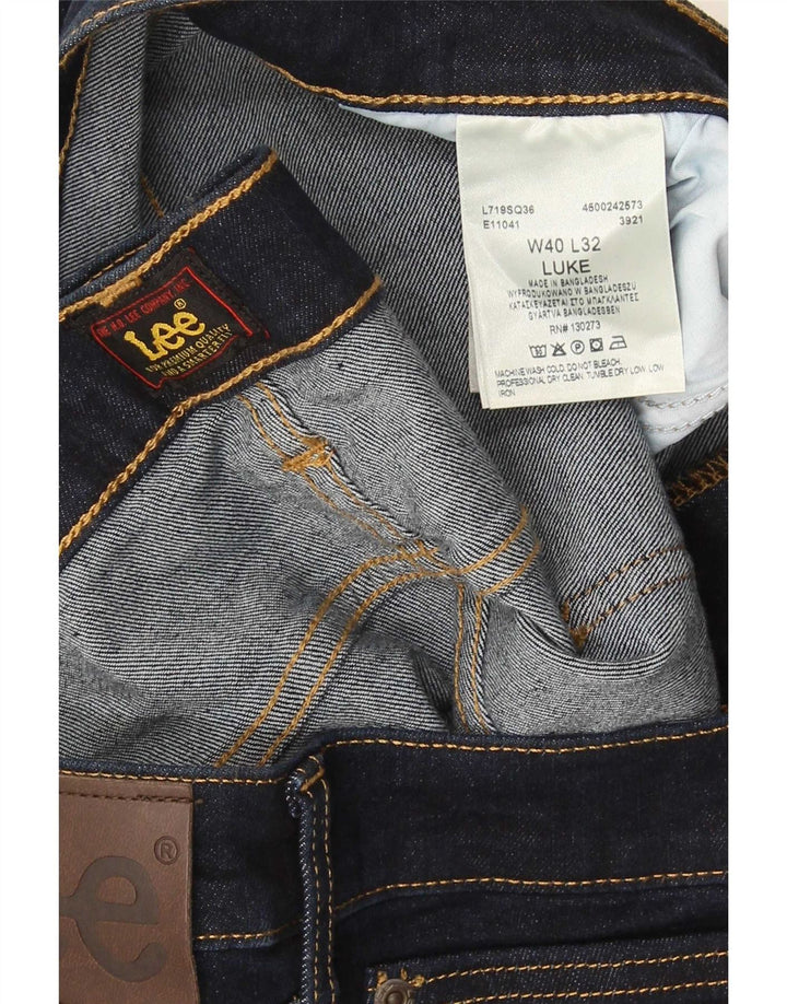 Lee Mens Luke Slim Jeans W40 L32 Navy Blue Cotton