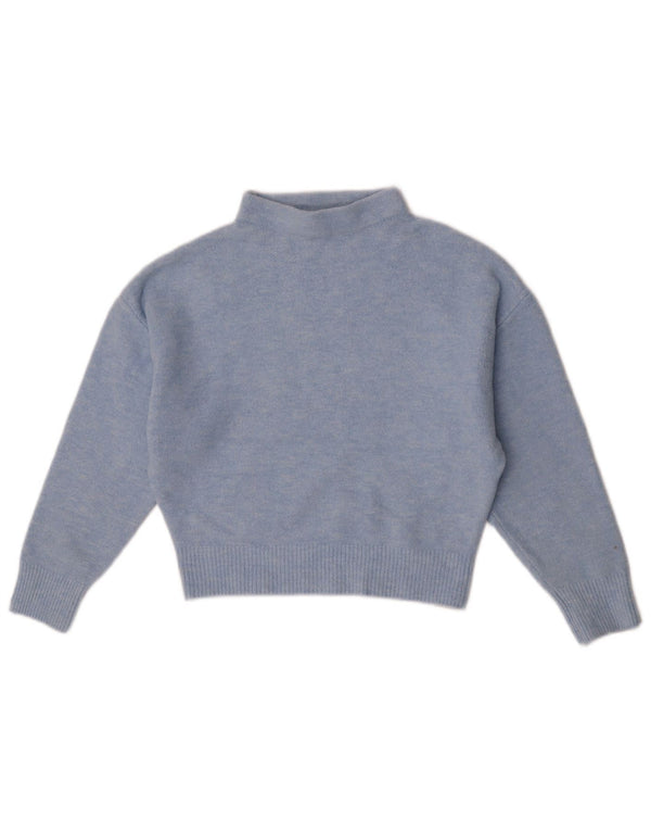 Zara Womens Crop Turtle Neck Jumper Sweater UK 10 Petit Bleu Acrylique