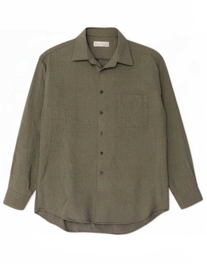 Marks & Spencer Mens St. Michael Shirt Size 41 16 Large Green Cotton