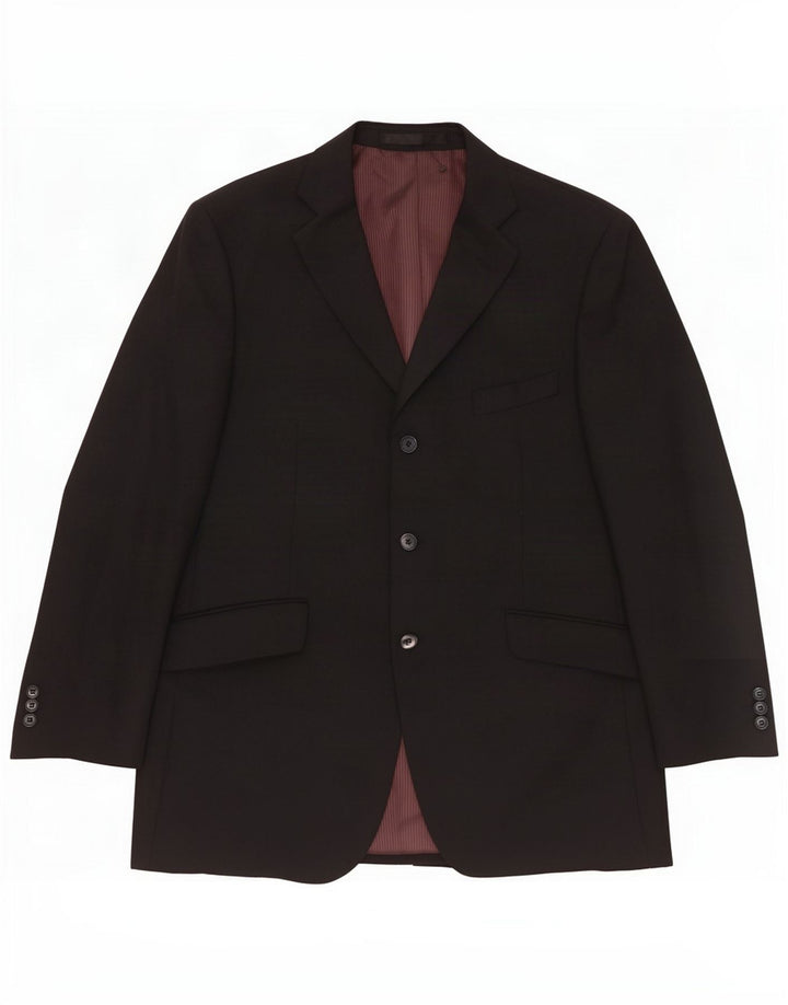 Marks & Spencer Mens 3 Button Blazer Jacket UK 42 Large Navy Blue Polyester