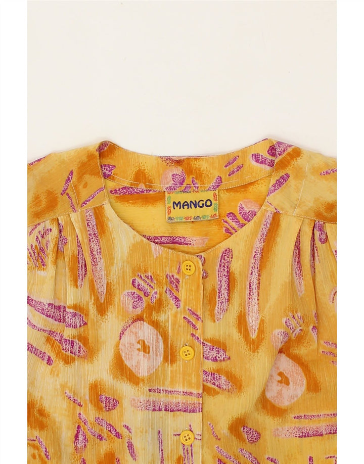 MANGO Womens Abstract Pattern Short Sleeve Shirt Blouse UK 20 2XL Yellow Vintage Mango and Second-Hand Mango from Messina Hembry 