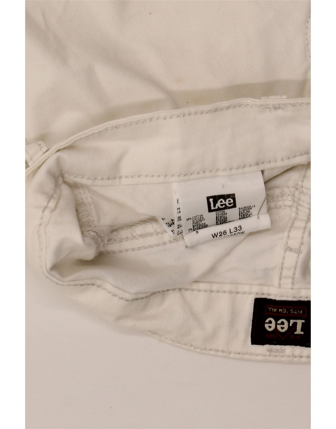 LEE Womens Straight Jeans W26 L33 White Cotton