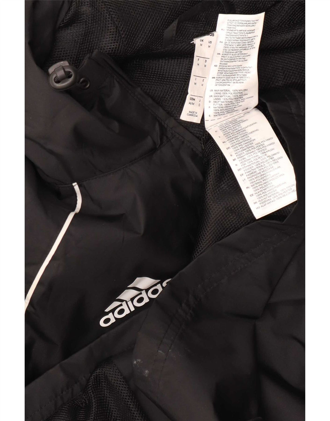 Adidas muška kišna jakna s kapuljačom UK 38 Srednje crni najlon