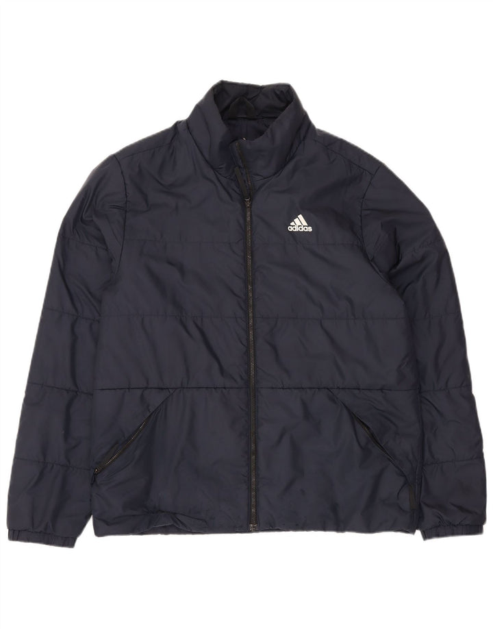 Adidas Mens Padded Jacket UK 38 Medium Navy Blue Polyester