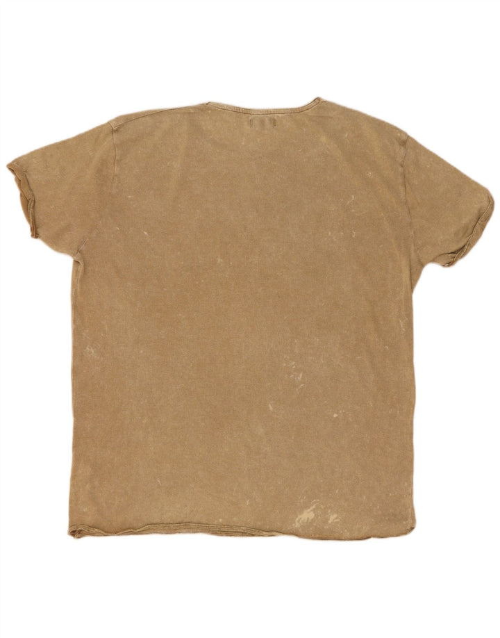 Zara Herre T-Shirt Top XL Beige Flecked Polyester