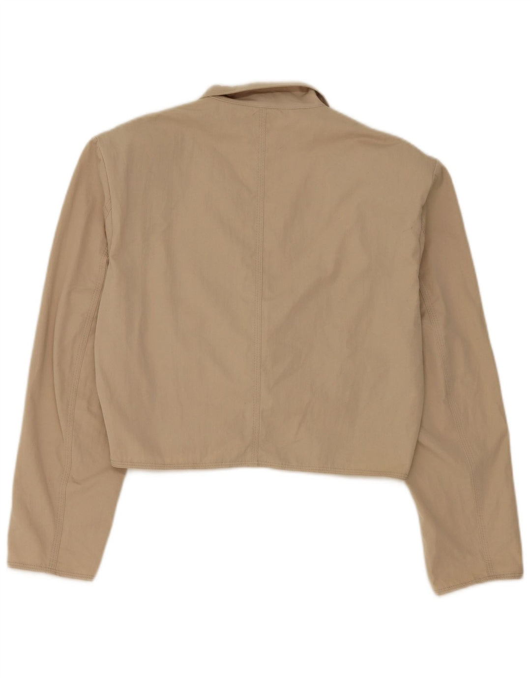 Stefanel Womens Crop 2 Button Blazer Jacket UK 16 Large Beige Polyester