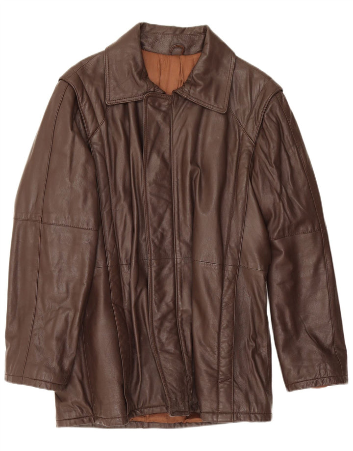 Vintage Mens Leather Jacket IT 48 Medium Brown Leather