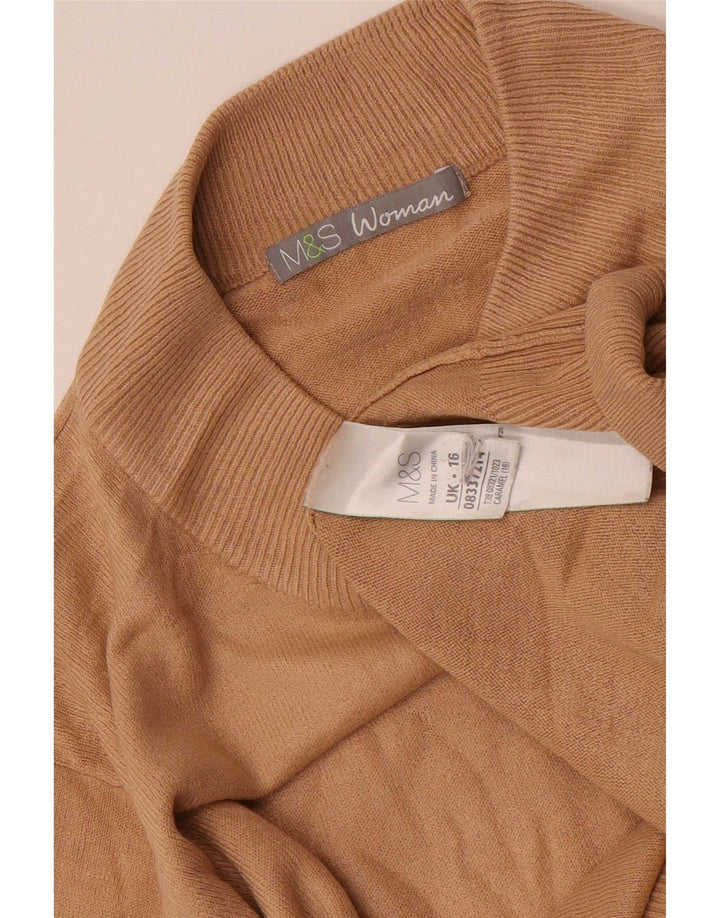 Marks & Spencer Womens Turtle Neck Jumper Sweater UK 16 Large Brown