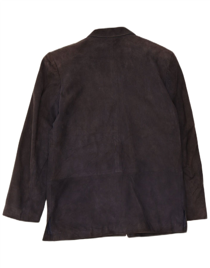 Trussardi Dame 2 Knaps Ruskind Blazer Jacket IT 44 Medium Navy Blue