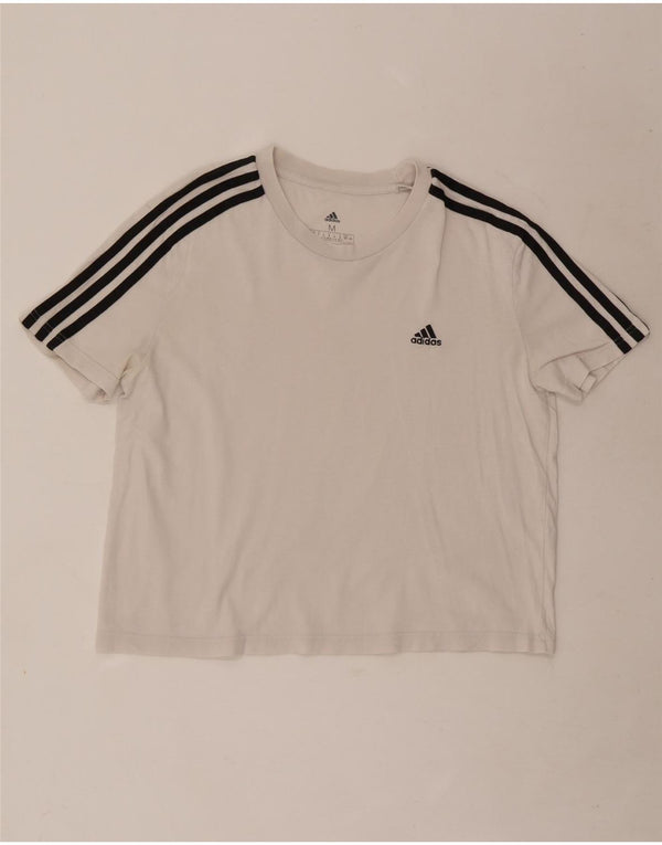 Adidas Damen Crop T-Shirt Top UK 12/14 Medium Weiß