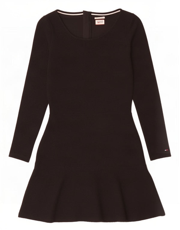 Tommy Hilfiger Dame Langærmet Jumper Kjole UK 10 Lille Sort Polyester