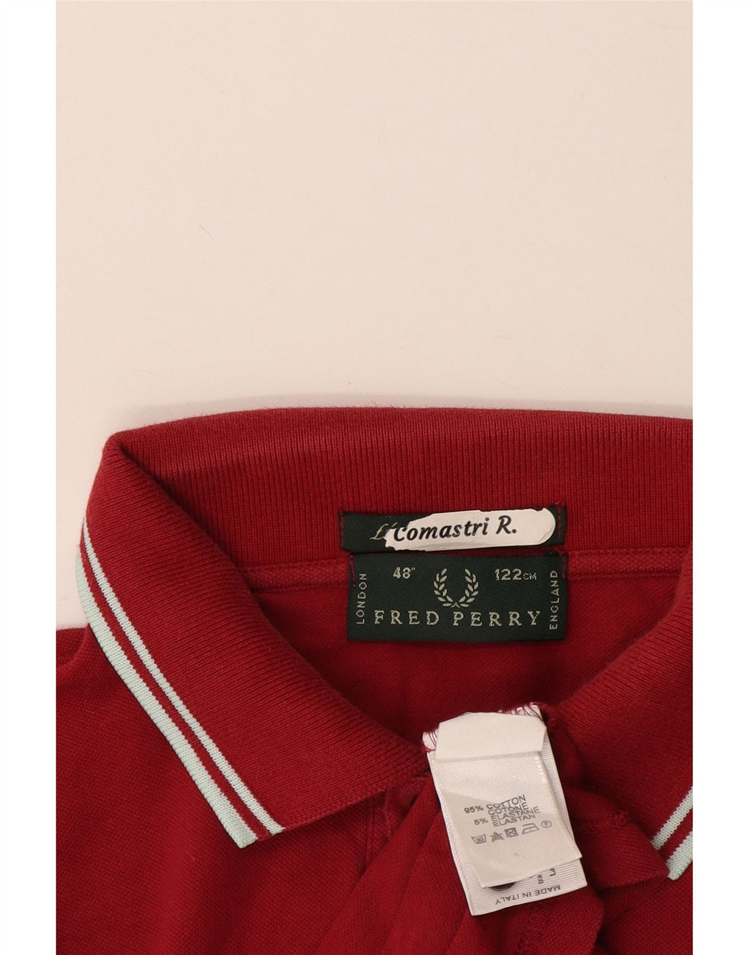 Fred Perry Mens Polo Shirt IT 48 Medium Burgundy Cotton