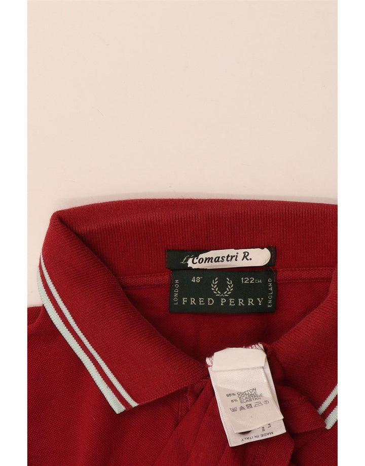 Fred Perry Mens Polo Shirt IT 48 Medium Burgundy Cotton