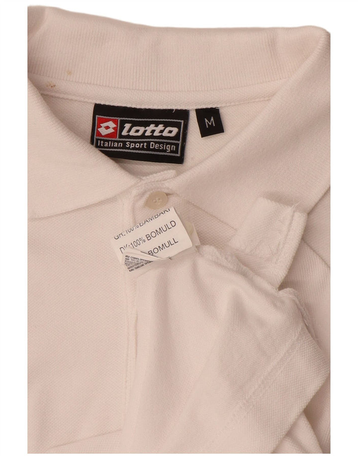 LOTTO Mens Long Sleeve Polo Shirt Medium White Cotton