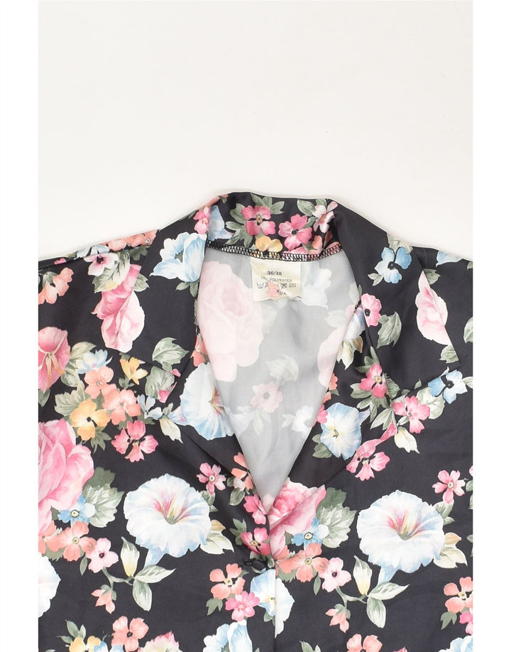 VINTAGE Womens Shirt Dress EU 36 Small Black Floral Polyester | Vintage Vintage | Thrift | Second-Hand Vintage | Used Clothing | Messina Hembry 