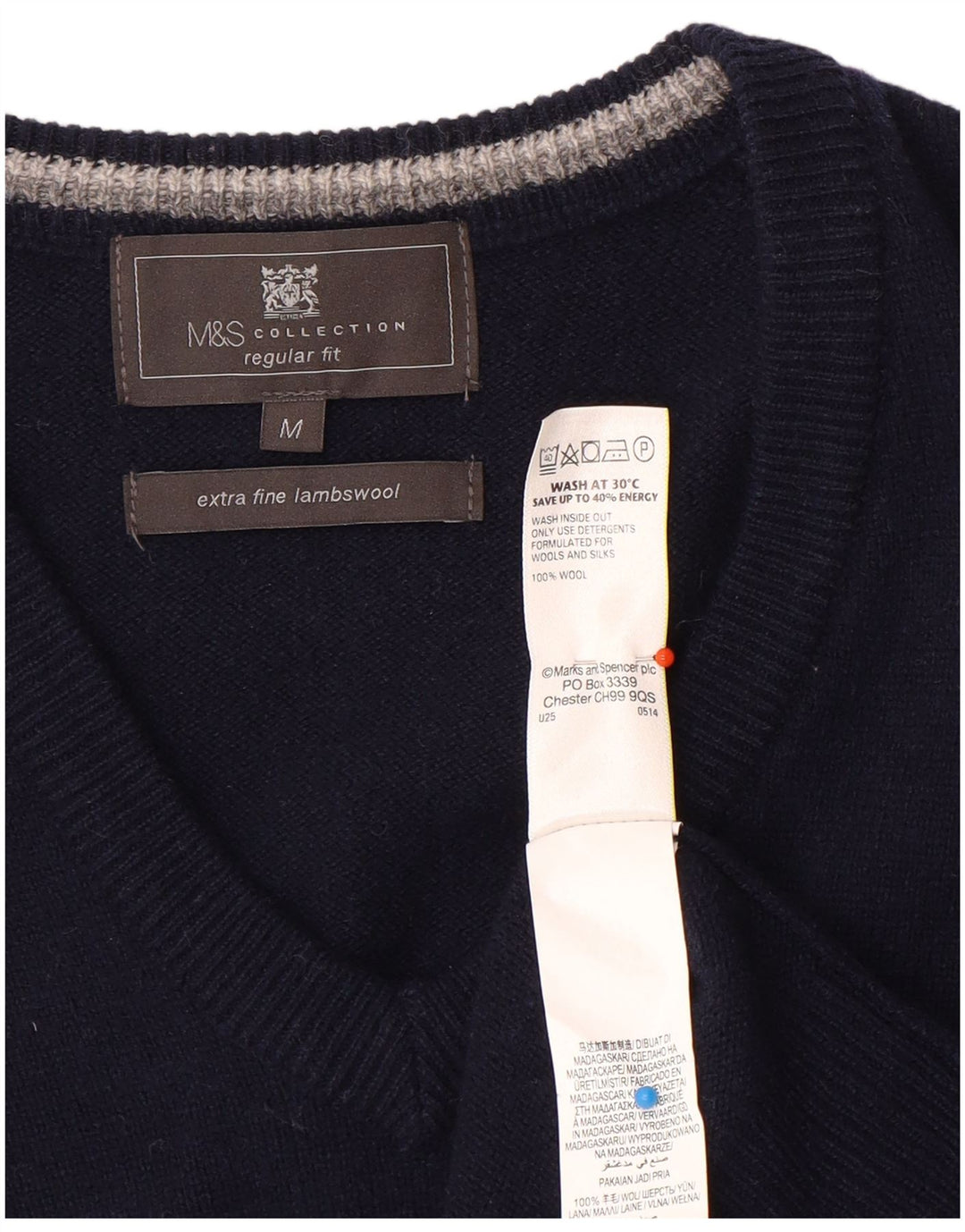 Marks & Spencer Débardeur coupe classique pour homme en laine bleu marine moyen