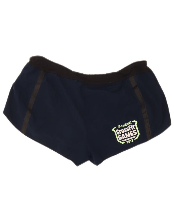 Reebok Womens Cross Fit Sportsshorts UK 12/14 Medium Blue Colourblock