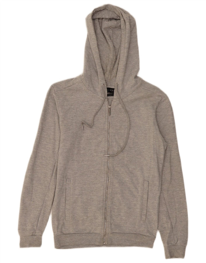 Zara Herren-Kapuzenpullover mit Reißverschluss, klein, Grau
