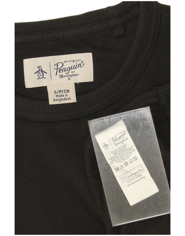 PENGUIN Mens Sweatshirt Jumper Small Black Cotton