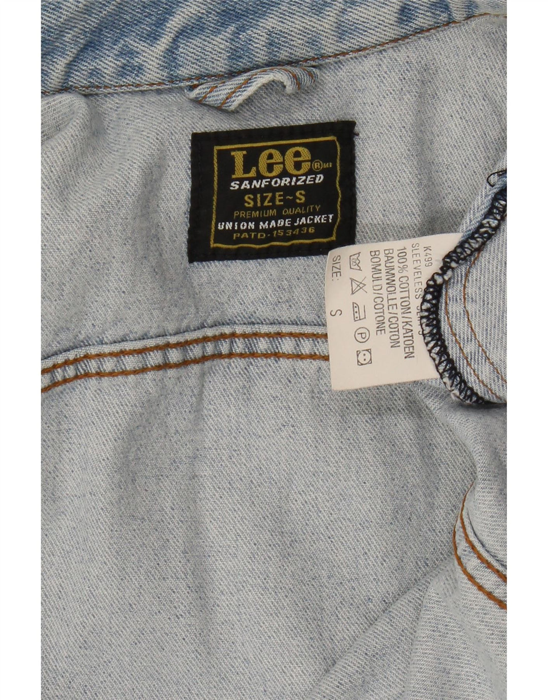 Lee Herre Denim Gilet UK 36 Small Blue Cotton