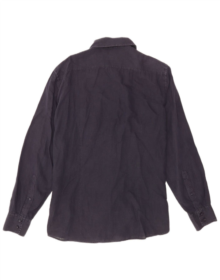 Camicia Militare Uomo Trussardi Large in Lino Blu Navy