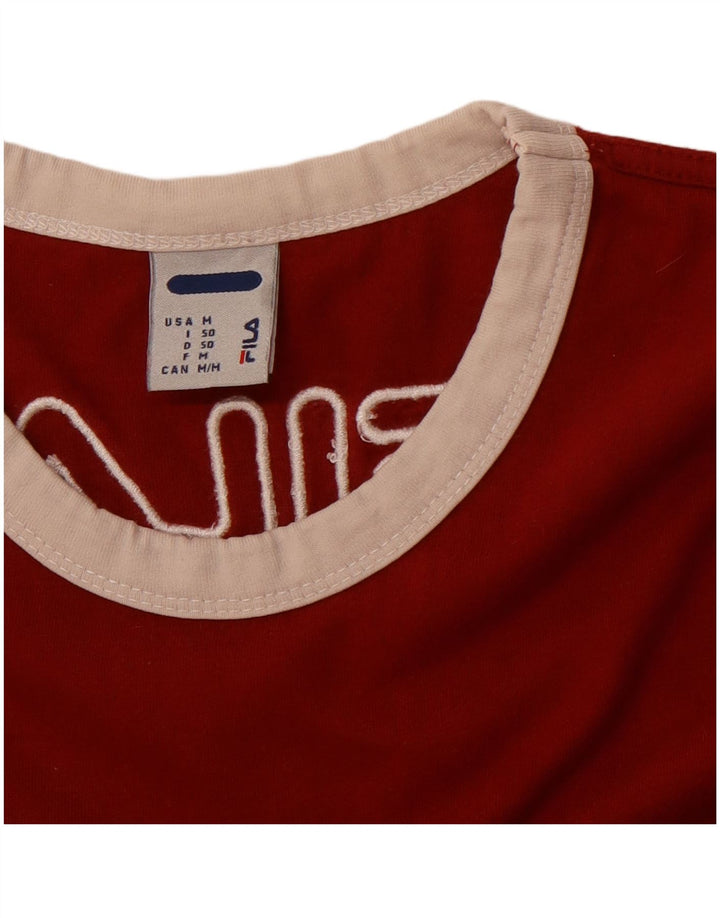 FILA Mens Graphic T-Shirt Top Medium Red Colourblock