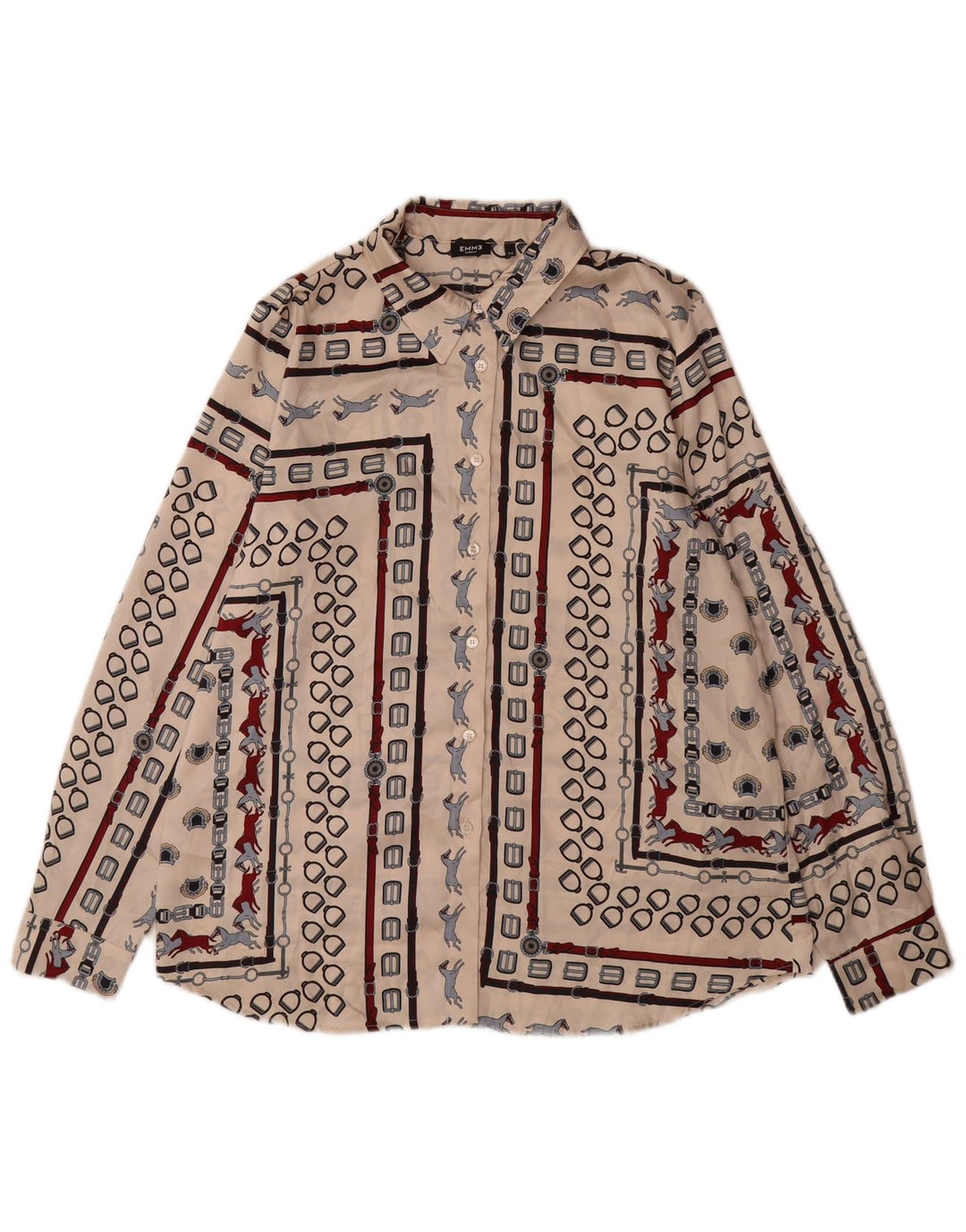 Marella Womens EMME Shirt UK 12 Medium Beige Geometric Polyester