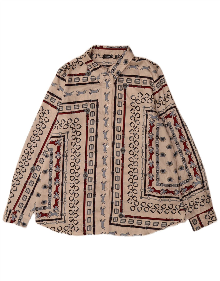Marella Womens EMME Shirt UK 12 Medium Beige Geometric Polyester