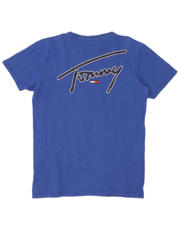 T-shirt grafica da uomo Tommy Hilfiger Top grande in cotone blu
