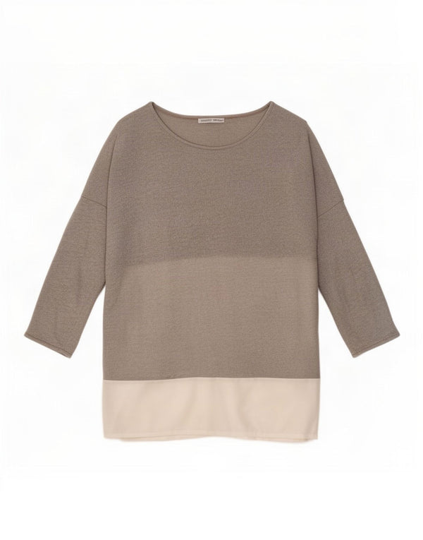 Женская верхняя туника оверсайз с рукавом 3/4 Zara UK 14, средний серый цвет с цветными блоками