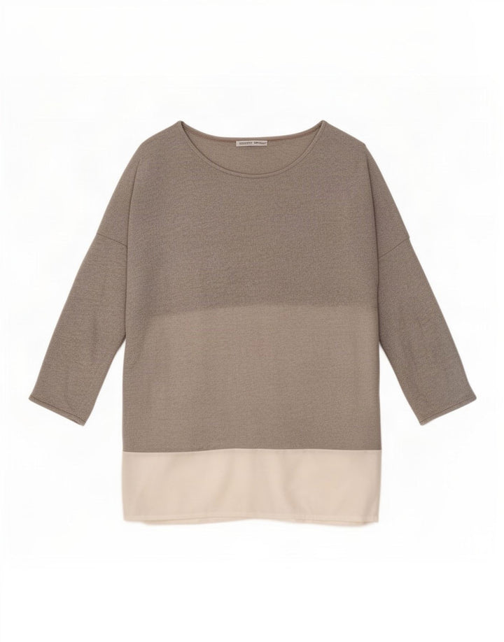 Женская верхняя туника оверсайз с рукавом 3/4 Zara UK 14, средний серый цвет с цветными блоками