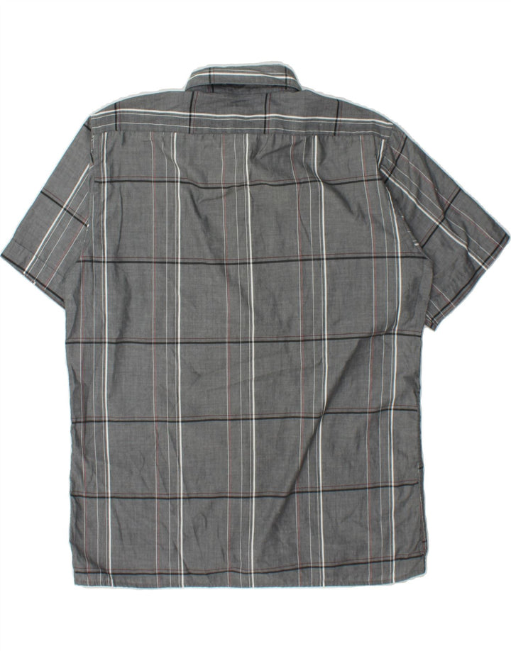 PIERRE CARDIN Mens Short Sleeve Shirt Large Grey Check Cotton Vintage Pierre Cardin and Second-Hand Pierre Cardin from Messina Hembry 