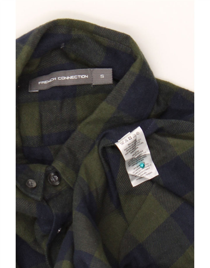 French Connection Mens Flannel Shirt Small Green Check Cotton