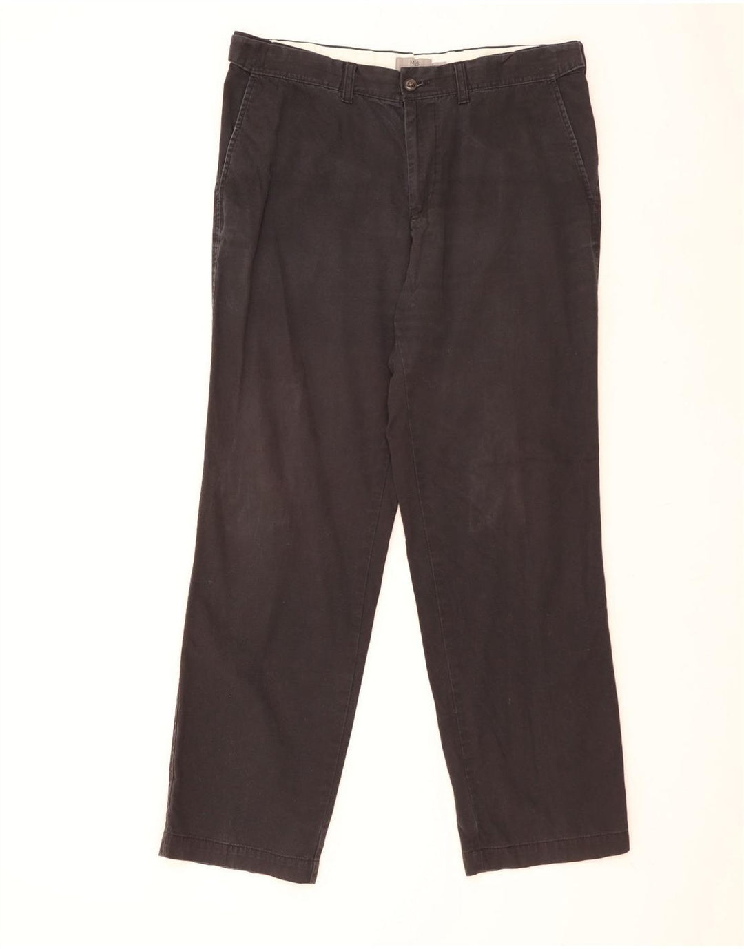 Marks & Spencer Mens Regular Chino Trousers W36 L31 Black Cotton