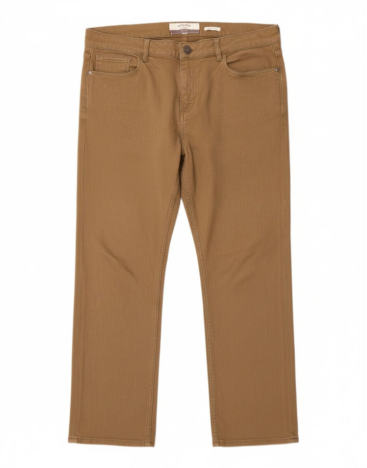 Calça capri reta feminina FAT FACE W34 L23 algodão marrom