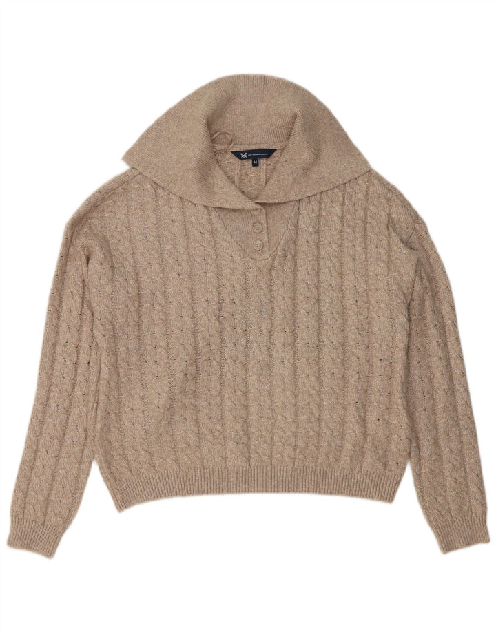 Crew Clothing Womens Polo Neck Jumper Sweater UK 14 Medium Beige Polyester