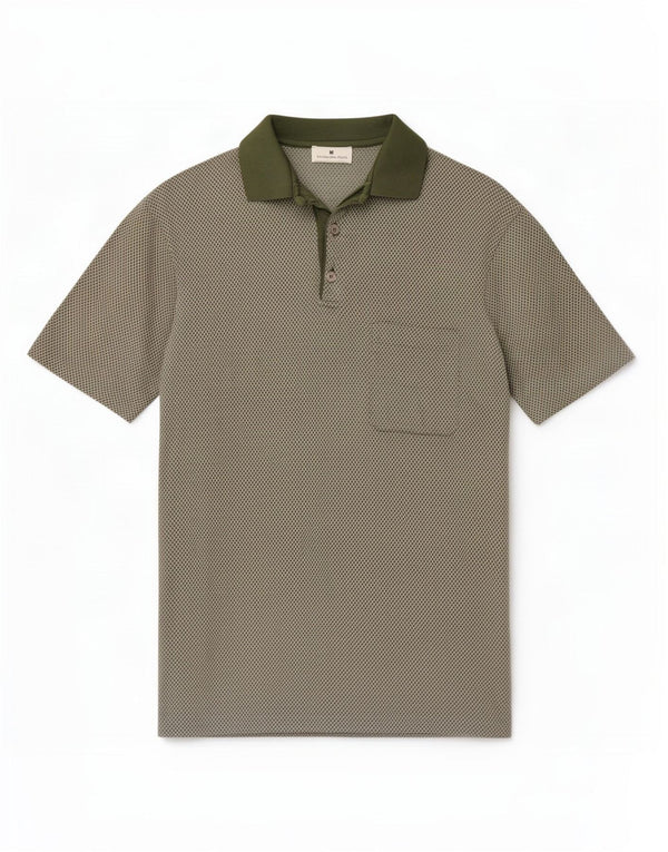 Ermenegildo Zegna Polo Homme IT 52 Large Kaki Géométrique