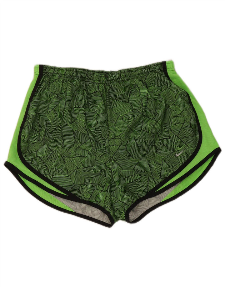 Nike Damen Dri Fit Sport Shorts UK 14 Mittelgrünes geometrisches Polyester